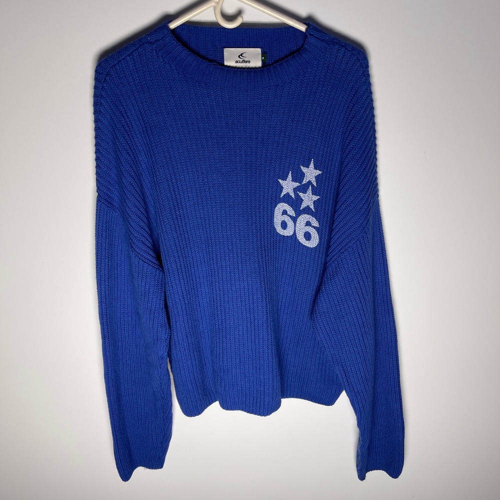 Scuffers Madrid Blue Knit Star Logo Sweater 66 S66S Cotton Streetwear Size M